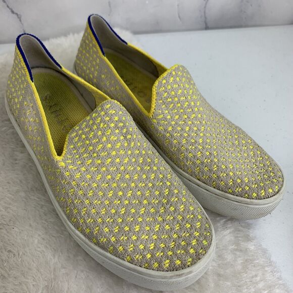 Rothy’s Lemon Yellow Honeycomb Slip On Sneakers Shoes Sz 5 Recycled Materials - Picture 10 of 13